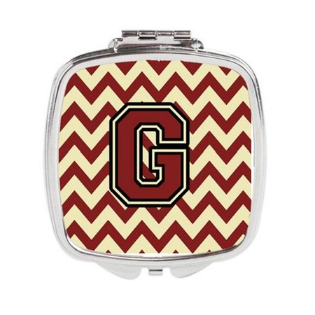 CAROLINES TREASURES Letter G Chevron Maroon and Gold Compact Mirror CJ1061-GSCM